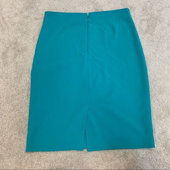 Lord & Taylor teal blue stretchy pencil skirt Sz 6 - Picture 2 of 7